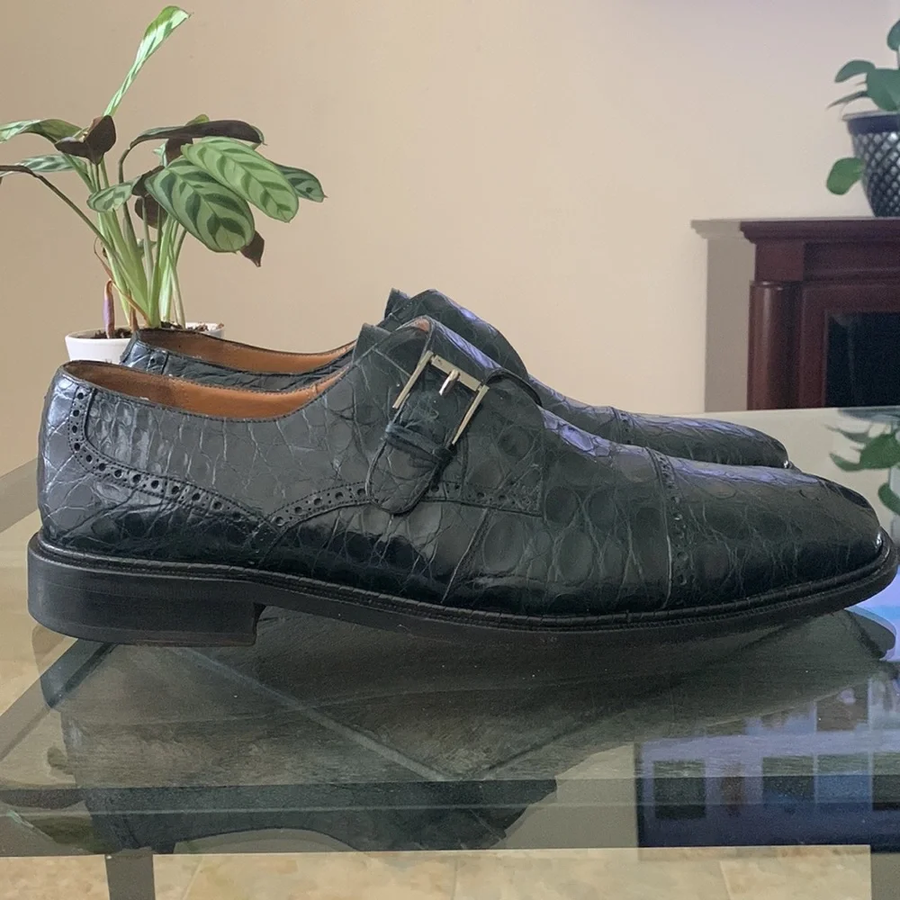 Genuine Crocodile Monk Strap Leather Loafers | PAOLO DE MARCO